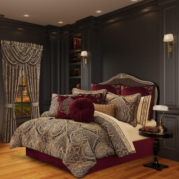 QUEEN STREET NEW YORK Bordeaux Crimson Polyester Queen 4-Piece