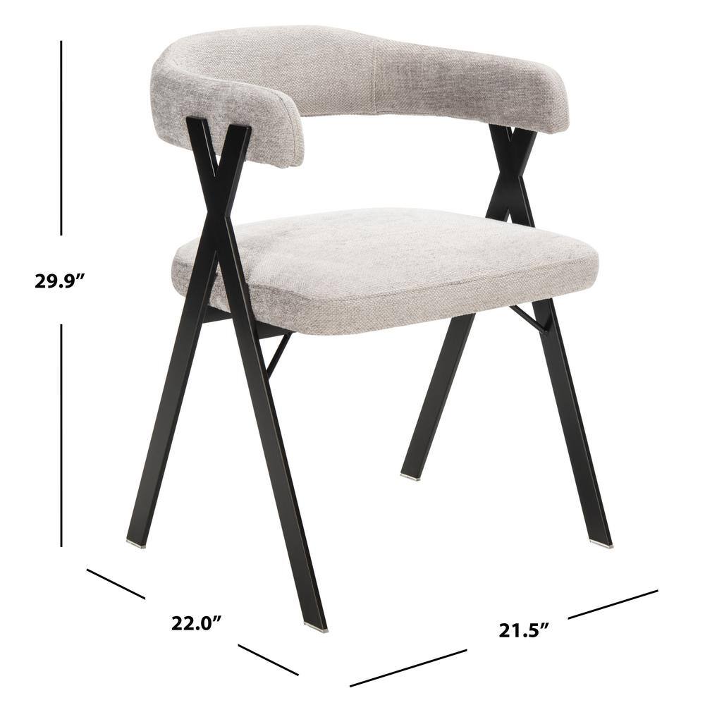 Izzy 33" Gray Chenille Upholstered Arm Chair with Metal Frame