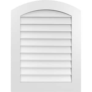 26 in. x 34 in. Arch Top Surface Mount PVC Gable Vent: Functional with Standard Frame