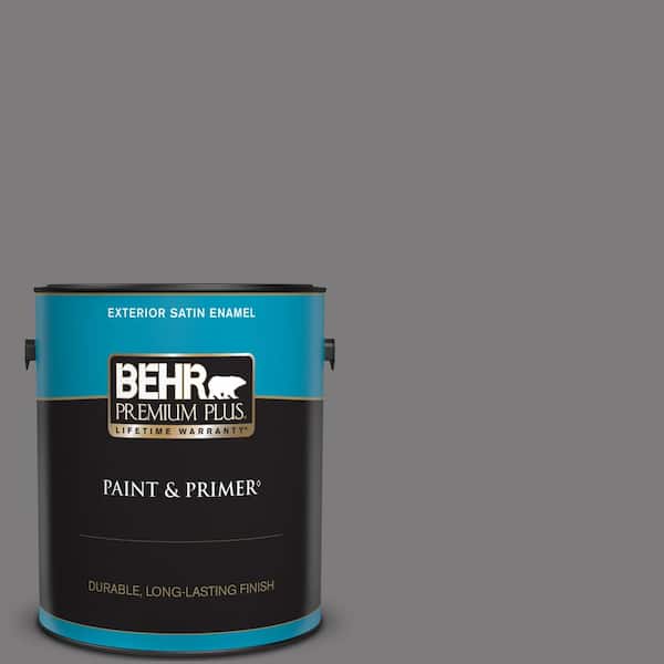 BEHR PREMIUM PLUS 1 gal. #BXC-58 Stormy Gray Satin Enamel Exterior Paint & Primer