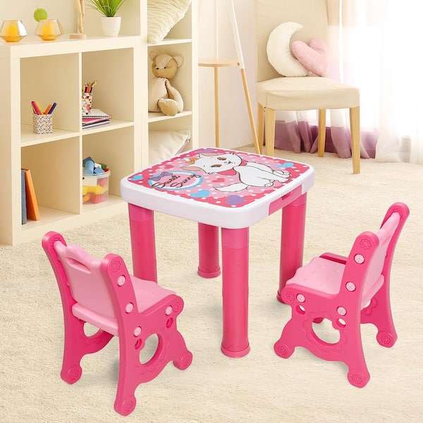 Goplus Costway 26-in Pink Kids Writing Desk with Chair in the Desks  department at
