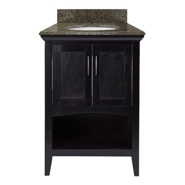 Home Decorators Collection Brattleby 25 in. W x 22 in. D Vanity in Espresso with Granite Vanity Top in Quadro with White Basin
