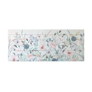 "Pink Garden" Planked Wood Floral Art Print 19 in. x 45 in.