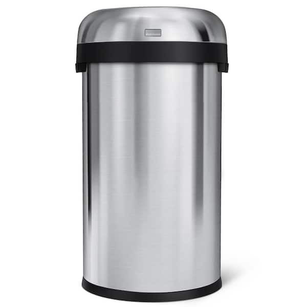 simplehuman 60L Round Open Top Commercial Trash Can, Brushed
