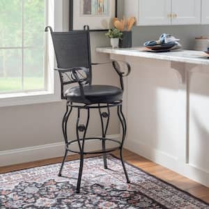 Lana 30 in. Seat Height Black Metal Frame Big and Tall Barstool