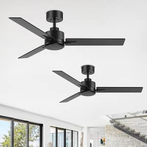 Alonso 48 in. Indoor 6 Speeds Black Ceiling Fan with 2-Pack with Remote Control and Downrod Included