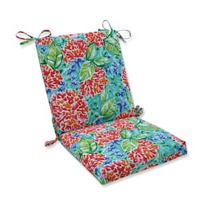 Bright Floral 18 in. W x 3 in. H Deep Seat, 1-Piece Chair Cushion and Square Corners in Pink/Blue Garden Blooms
