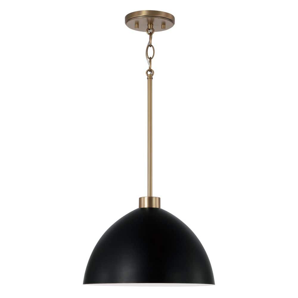 Ross 13 in. W x 8.75 in. H 1-Light Pendant in Aged Brass and Black price history on PriceWatchPro