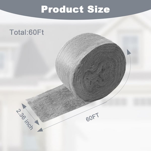 60 ft. Instulation Stainless Steel Wool Gap Blocker Coarse Wire Cloth DIY Kit for Holes Wall Garden