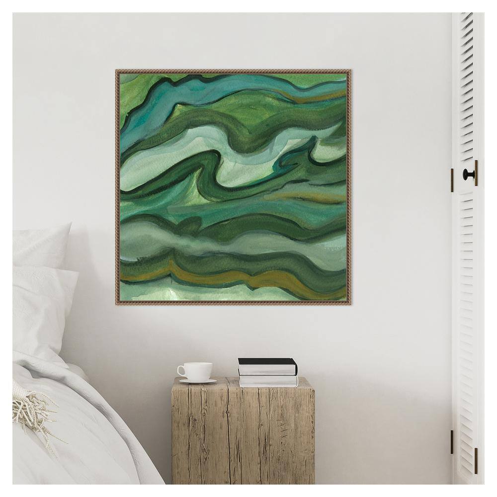 Sea Kelp II Abstract Green Canvas Print with Bronze Frame