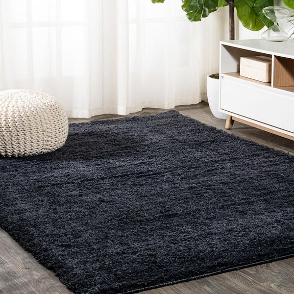 JONATHAN Y Groovy Solid Shag Navy 3 ft. x 5 ft. Area Rug