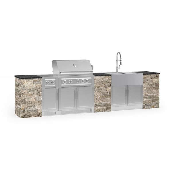 NewAge Products Signature Series 145.16 in. x 25.5 in. x 58.64 in. 11-Piece Outdoor Kitchen Cabinet Set with Liquid Propane 36 in. Grill