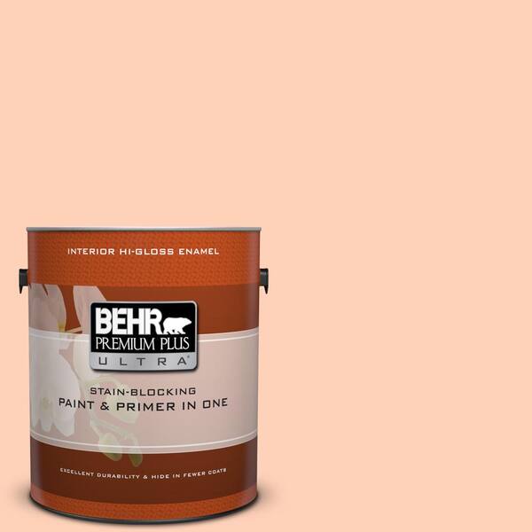 BEHR Premium Plus Ultra 1 gal. #P200-2 Sensual Peach Hi-Gloss Enamel Interior Paint and Primer in One