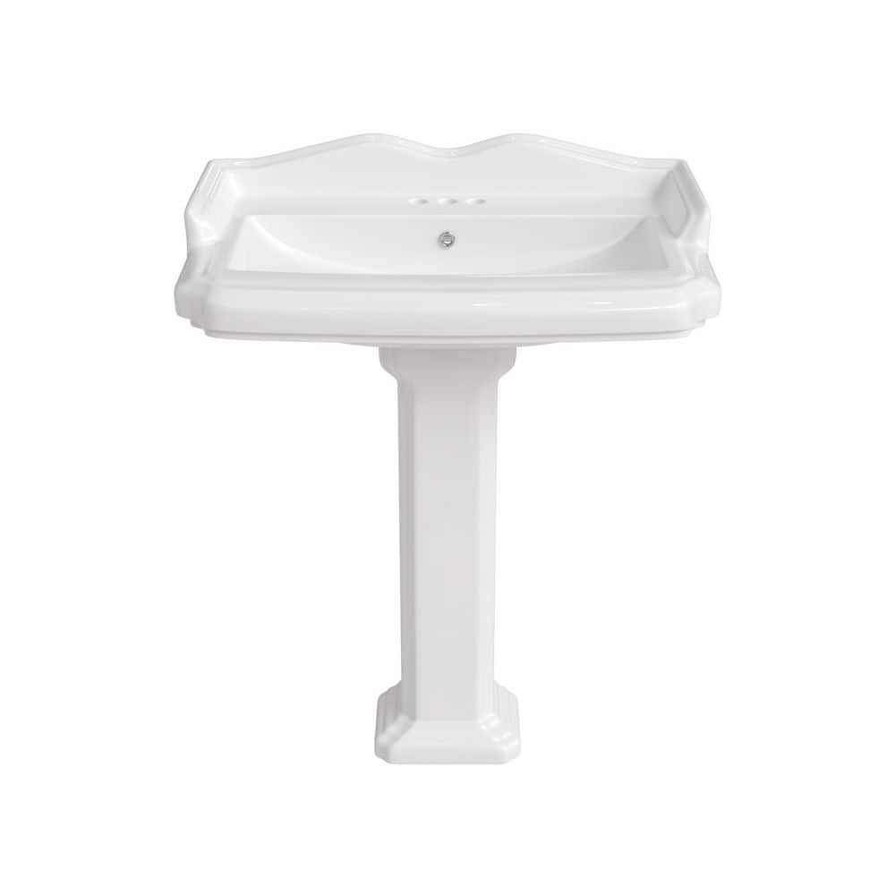 ですて Hanikes 23 in. White Vitreous China Rectangular Pedestal Bathroom