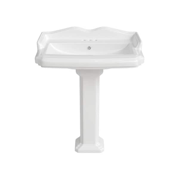 Hanikes 23 in. White Vitreous China Rectangular Pedestal Bathroom