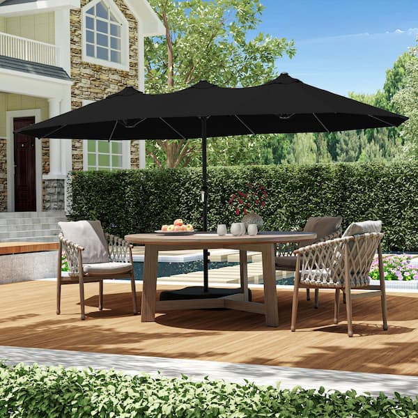 Esunny 15 ft. x 8.7 ft. Market Double-Sided Patio Umbrella Steel Frame Garden Extra-Large Waterproof Twin Umbrella in Black ESE16E-BLK - The Home Depot Esunny 15 ft. x 8.7 ft. Market Double-Sided Patio Umbrella Steel Frame Garden Extra-Large Waterproof Twin Umbrella in Black ESE16E-BLK - The Home Depot