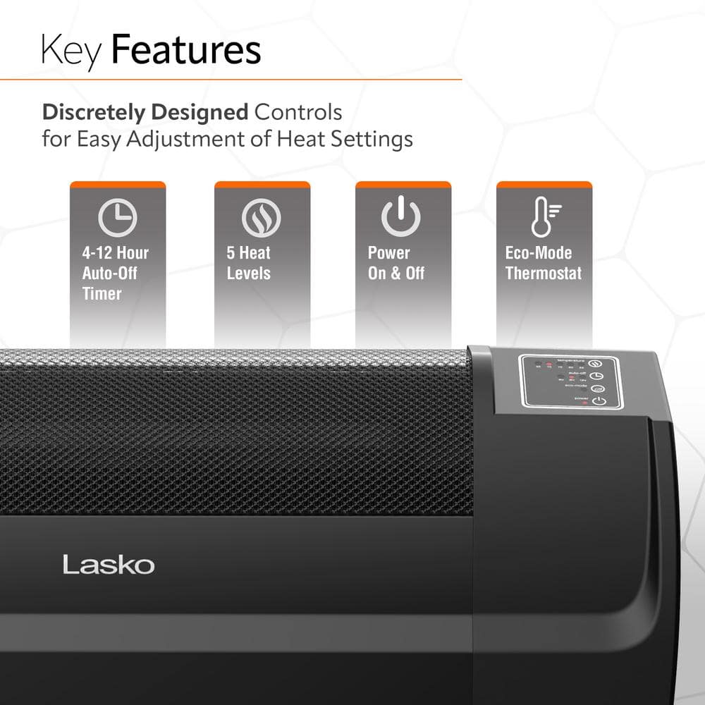 Lasko Black Ceramic Low Profile Electric Space Heater
