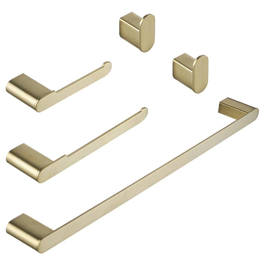 5-Piece Bath Hardware Set with Towel Bar Towel Hook Toilet Paper Holder in Brushed Gold price history on PriceWatchPro
