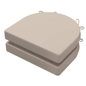 17 in. x 16 in. Indoor U-shape Strappy Non-slip Chair Seat Cushion for Multi-scenario Setups in Beige (2-Pack)