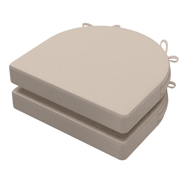AAAAAcessories 17 in. x 16 in. Indoor U-shape Strappy Non-slip Chair Seat Cushion for Multi-scenario Setups in Beige (2-Pack)