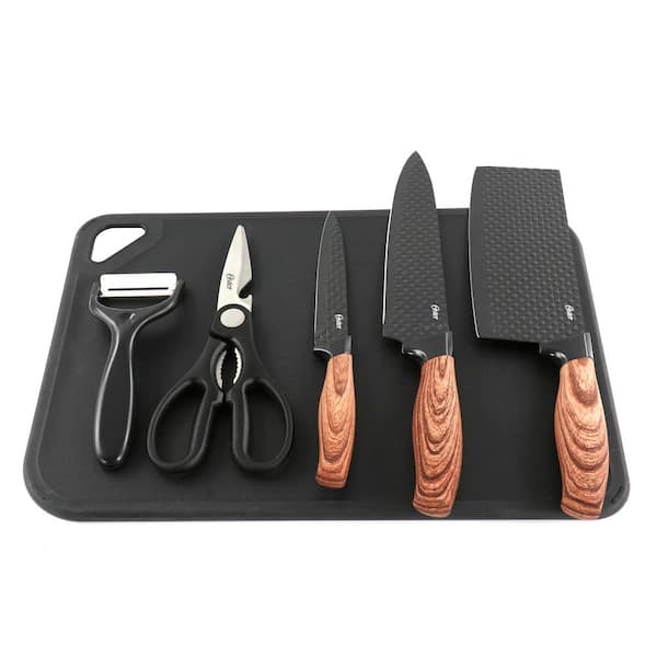 Oster Evansville 14 Piece Blue Cutlery Set - High Carbon Stainless Steel  Blades, Triple Riveted Handles, Rubber Wood Block - Knife Set in the Cutlery  department at