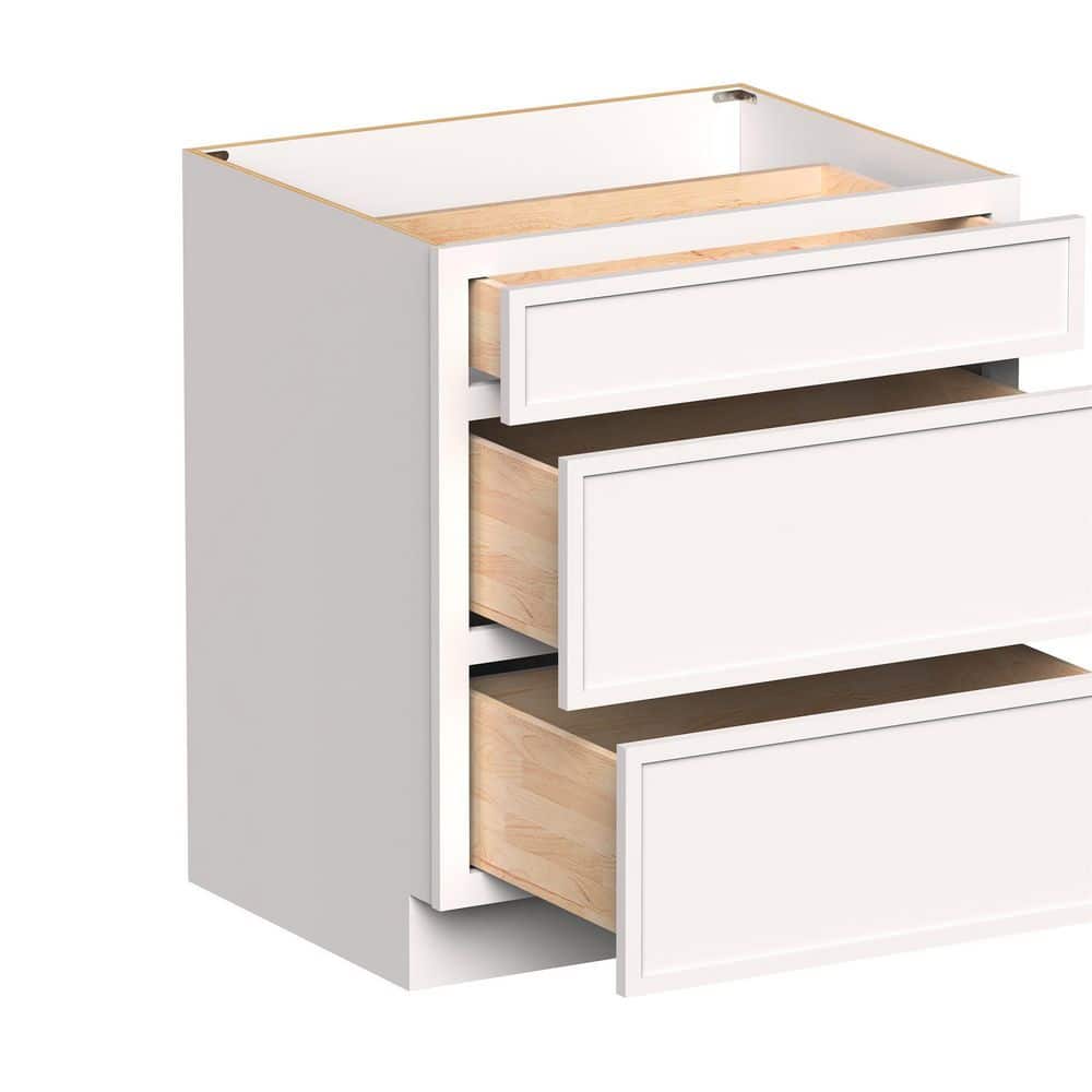30 in W x 24 in D x 34.5 in H HDF Ready to Assemble Drawer Kitchen Base in Snow White with 3-Drawer price history on PriceWatchPro