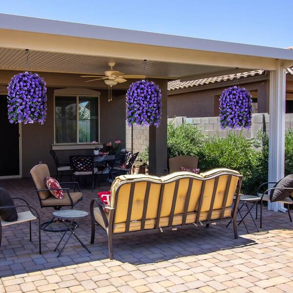 7.5 in. Purple Faux Silk Hang Orchid Vine Artificial Flowers