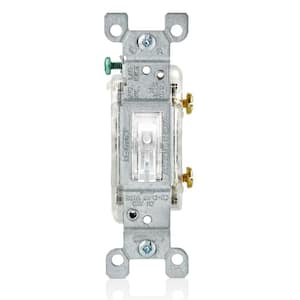 15 Amp 120-Volt Toggle LED Illuminated Single-Pole Switch Residential Grade Grounding, Clear