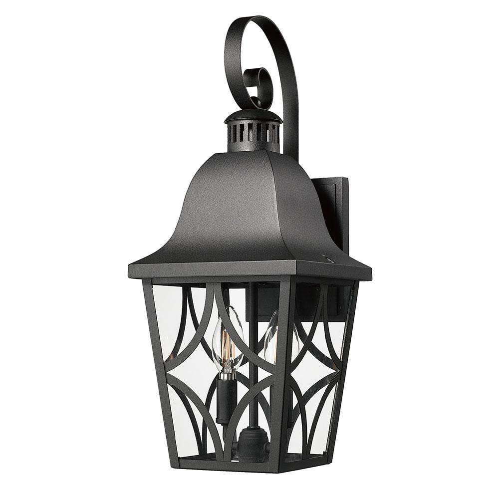 2-Light Black Aluminum Hardwired Outdoor Weather Resistant Post Light with 