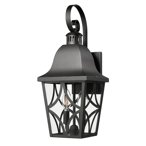 2-Light Black Aluminum Hardwired Outdoor Weather Resistant Post Light with No Bulb included (1-Pack)