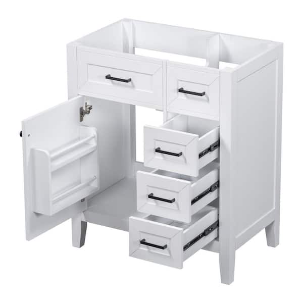 Unbranded Modern Freestanding 30 in. Bath Vanity Cabinet without Top in White with Drawers, Solid Frame and MDF Board