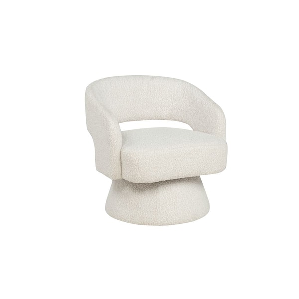 Best Quality Furniture Fidel Cream Boucle Fabric Accent Barrel Chair (Set of 1)