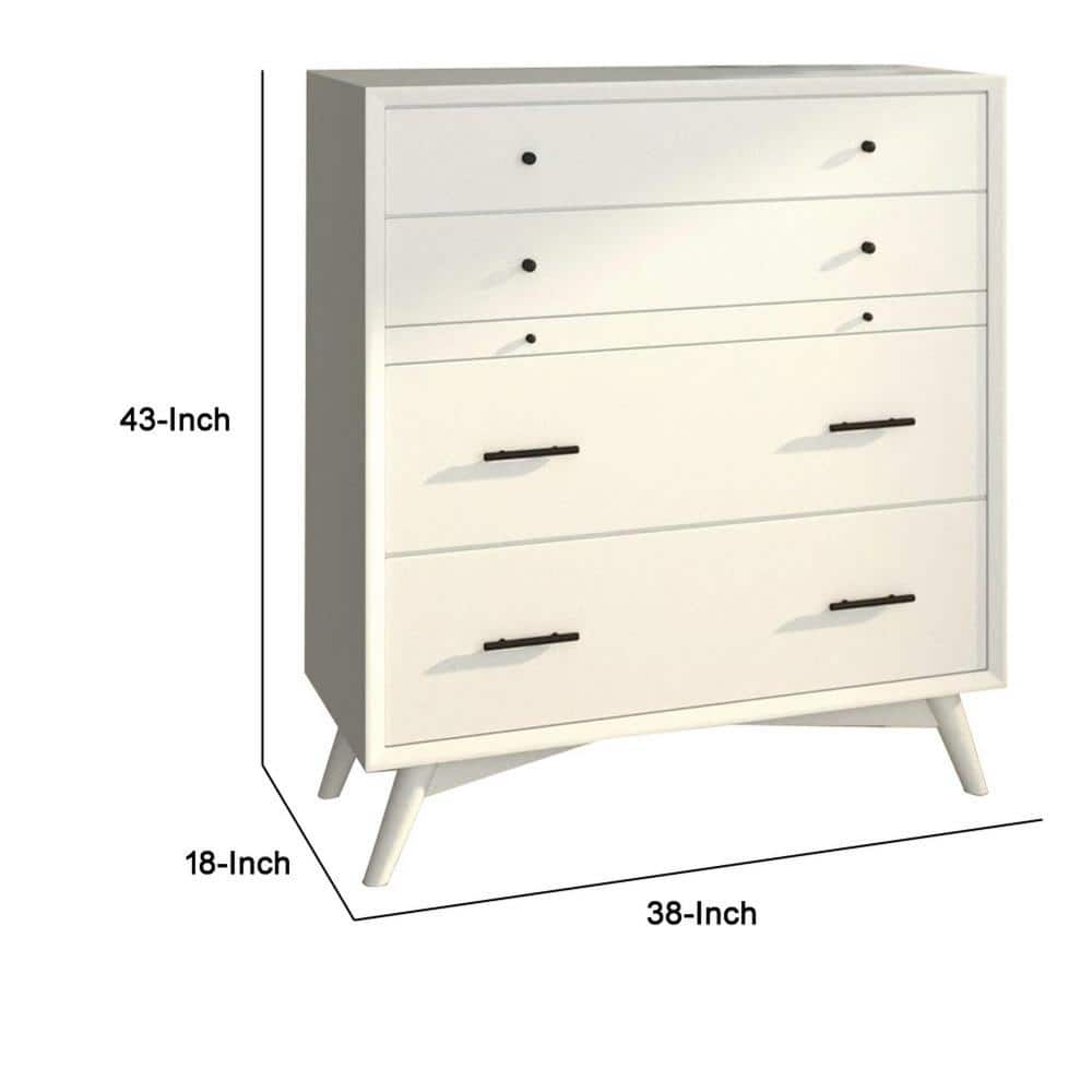 Mid-Century Modern White Mahogany 4-Drawer Chest with Workstation