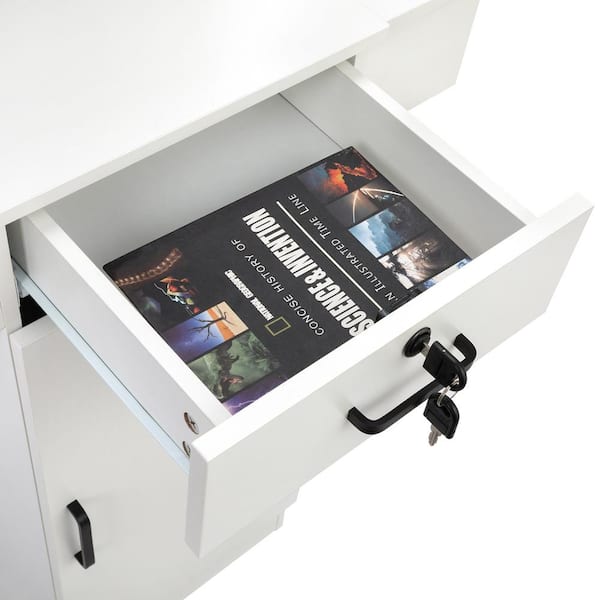 White 67 in. Stand Barber Station, Hair Styling Equipment with Glass Door
