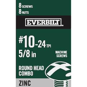 #10-24 x 5/8 in. Zinc Plated Combo Round Head Machine Screw (8-Pack)