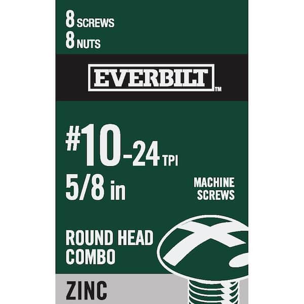 #10-24 x 5/8 in. Zinc Plated Combo Round Head Machine Screw (8-Pack)