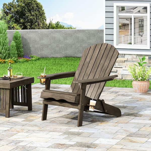 Gray Wood Adirondack Chair for Any Deck, Patio, or Poolside Lounging(1 ...
