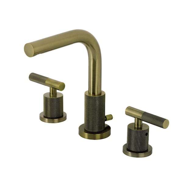 Convergent Deck Mount 2-Handle 8 in. Widespread Bathroom Sink Faucet with Pop-Up Drain in Antique Brass