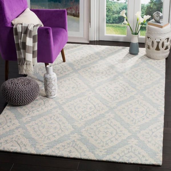 Micro-Loop Light Blue Doormat 3 ft. x 4 ft. Floral Area Rug