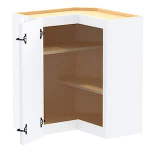 Washington 24 in. W x 24 in. D x 30 in. H in White Thermofoil Plywood Assembled Wall Kitchen Corner Cabinet with Shelves