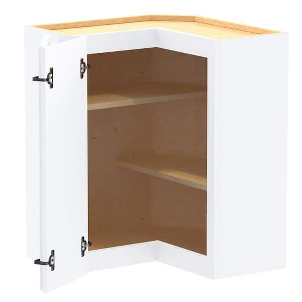 Home Decorators Collection Washington 24 in. W x 24 in. D x 30 in. H in White Thermofoil Plywood Assembled Wall Kitchen Corner Cabinet with Shelves