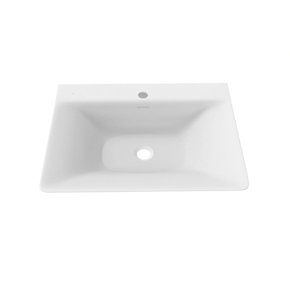 castellousa Carmella 24 in. Modern Matte White Solid Surface Rectangular Wall Mounted Bathroom