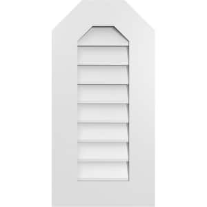 14 in. x 28 in. Octagonal Top Surface Mount PVC Gable Vent: Decorative with Standard Frame