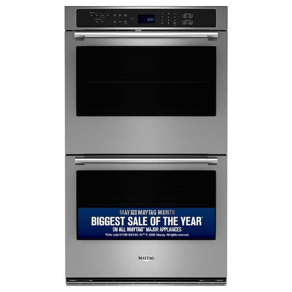 Maytag 30 in. Double Electric Wall Oven with Convection Self-Cleaning in Fingerprint Resistant Stainless Steel