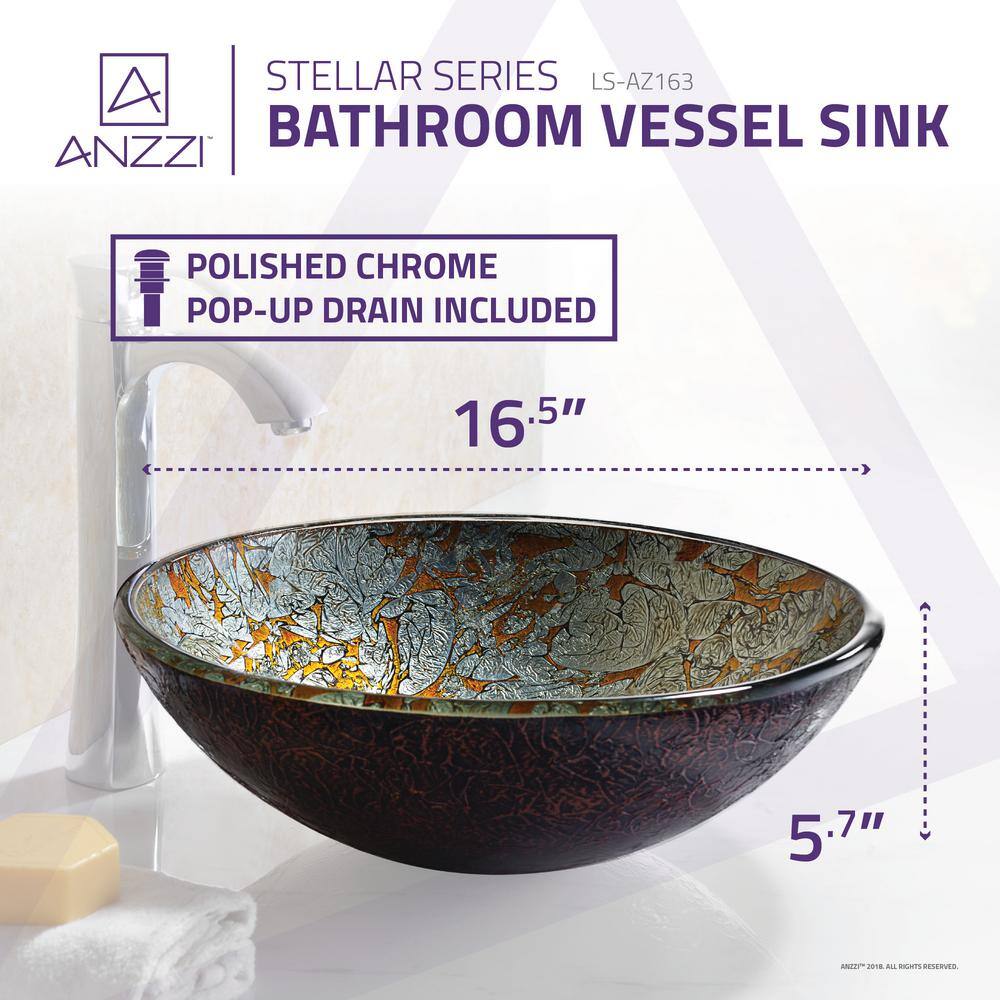 Arctic Blaze Tempered Glass Circular Vessel Sink