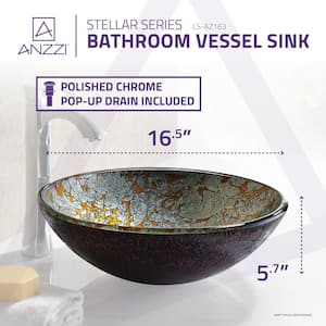 Stellar Series Deco-Glass Vessel Sink in Arctic Blaze