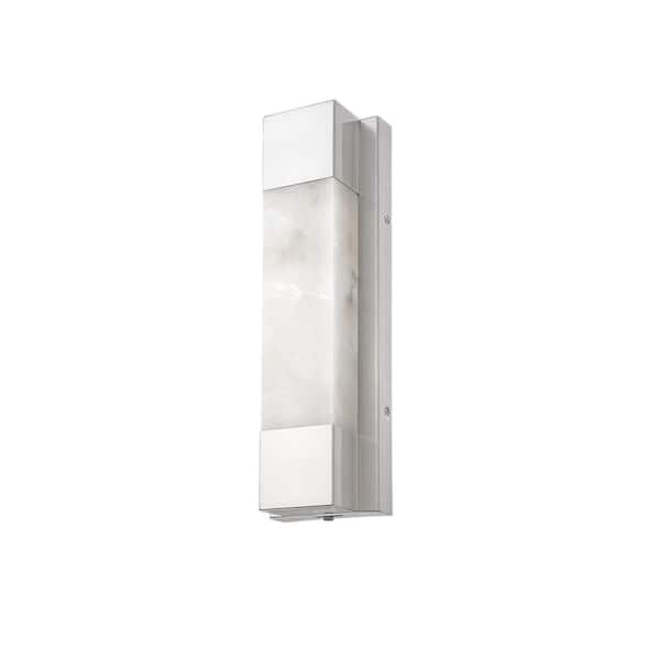 Cloud Stone 16 in. 1 Light Brushed Nickel LED Vanity Light Bar with Natural Spanish Marble and 5CCT Dimmable Feature