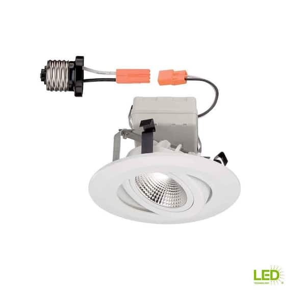 Commercial Electric 4 in. White LED Recessed Gimbal Trim