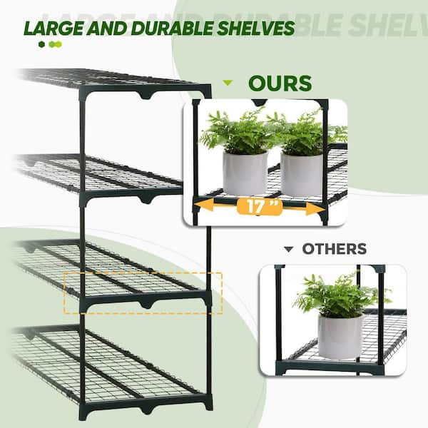EAGLE PEAK Greenhouse Shelving Staging Double 4 Tier, Outdoor / Indoor