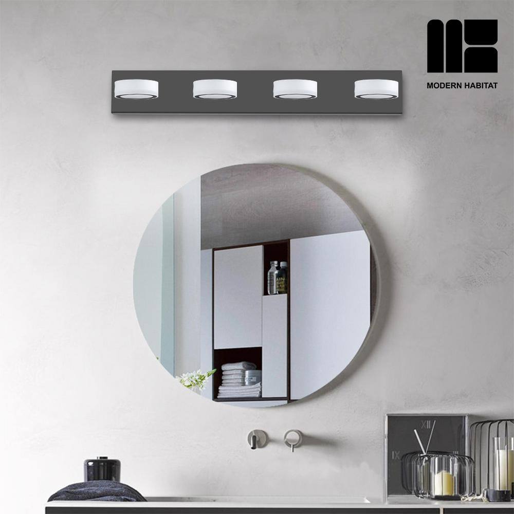 Black Metal 4-Light Dimmable LED Vanity Fixture
